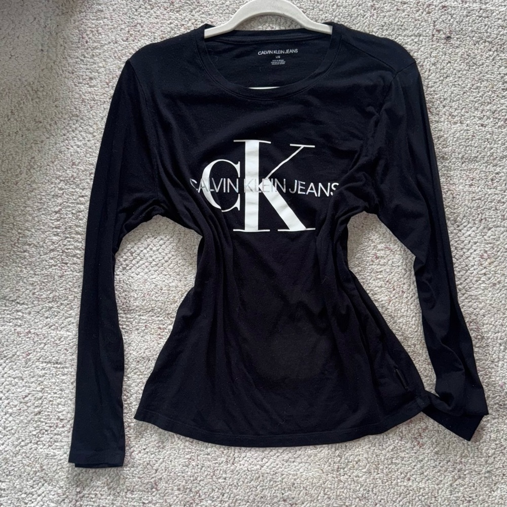 Calvin Klein Jeans Black Fitted Long Sleeve Tee